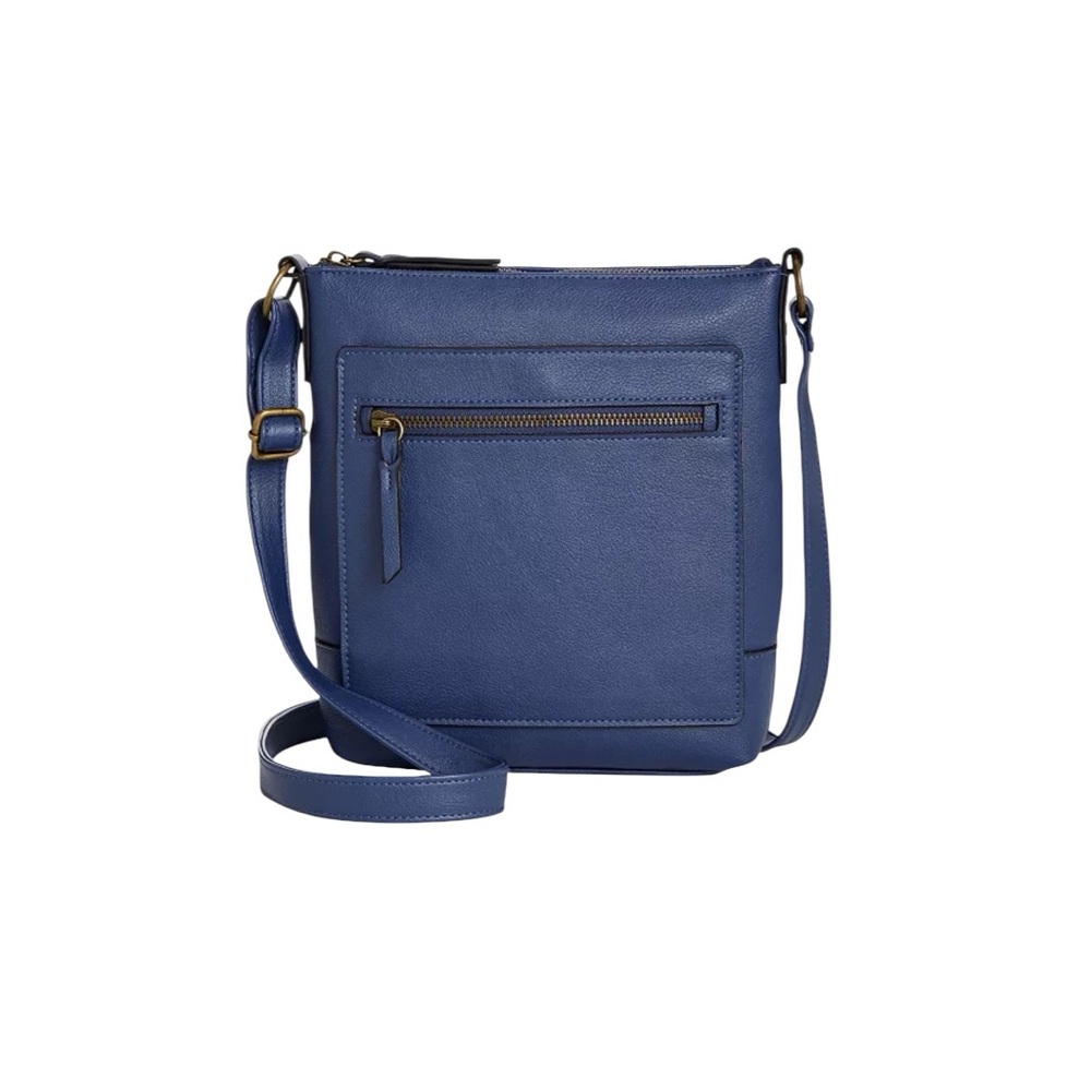 Style & Co Hudsonn North South Crossbody with Front Zip Pocket, Navy Blue NWOT
